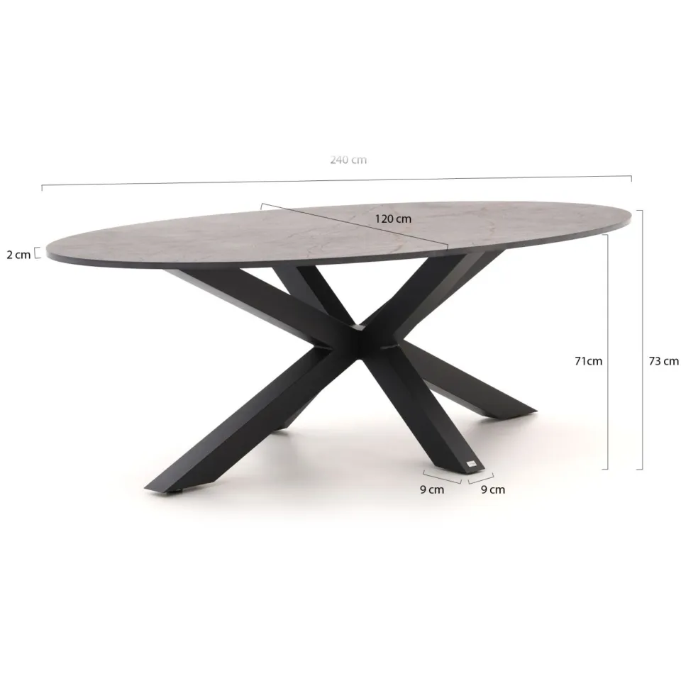 Bellagio tuinmeubelen Bellagio Mineo/Induno Ellips 240cm dining tuinset 7-delig grijs, foto 3