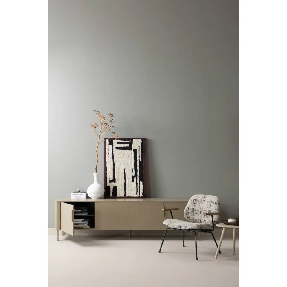 WOOOD Aure Fauteuil - Chenille stof - Beige/Zwart - 69x69x64, foto 4