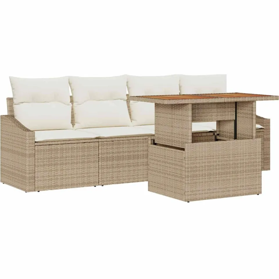 vidaXL Tuin Sofa Set 5 st Beige Poly riet