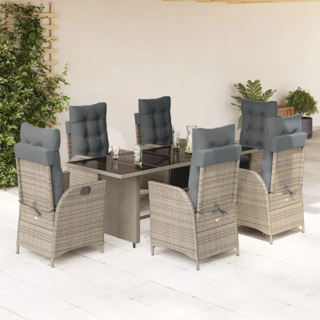 vidaXL 7-delige Tuinset met kussens poly rattan grijs, foto 2
