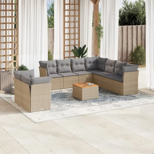 vidaXL Patio Sofa Set 10-zits Mix Beige en Lichtgrijs, foto 2