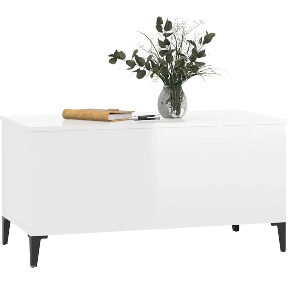 vidaXL Salontafel 90x44,5x45 cm bewerkt hout hoogglans wit, foto 3