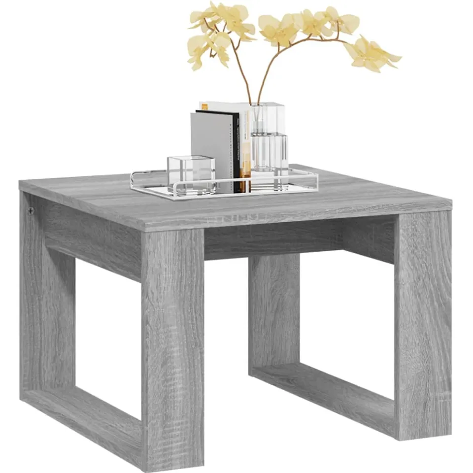 vidaXL Bijzettafel 50x50x35 cm bewerkt hout grijs sonoma eikenkleurig