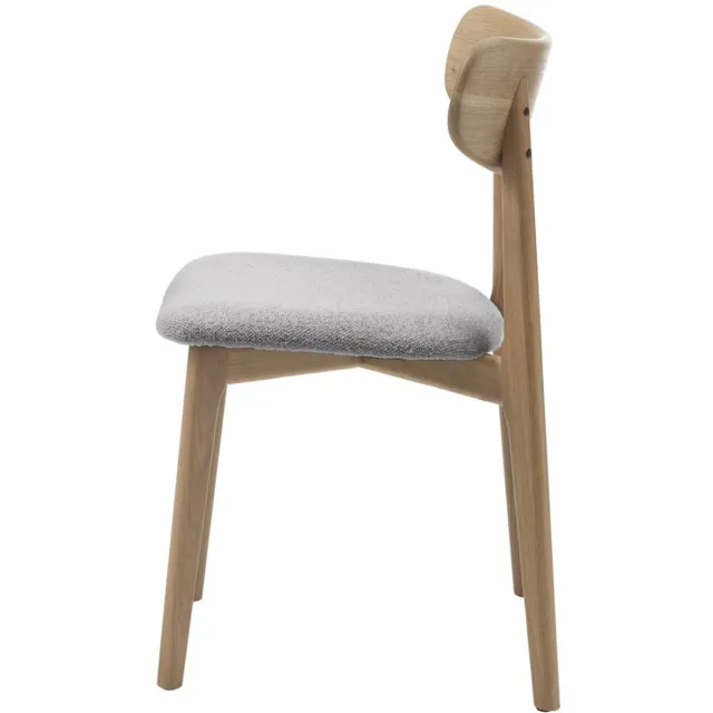 Giga Living Eetkamerstoel Elim - Naturel/Grijs - Eikenhout & Bouclé - Set van 2