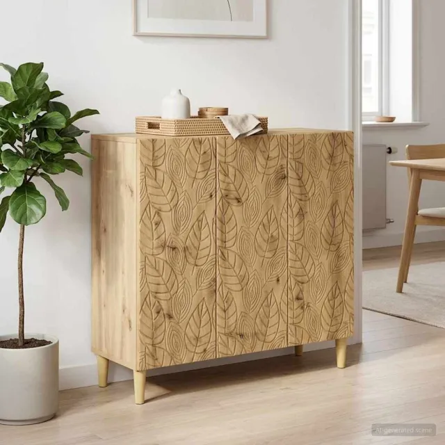 vidaXL Dressoir Artisanaal eiken 89 x 34,5 x 80 cm Bewerkt hout Bruin