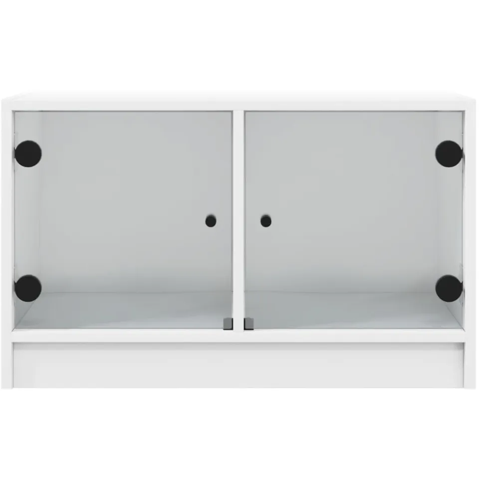 vidaXL Tv-meubel met glazen deuren 68x37x42 cm wit, foto 4