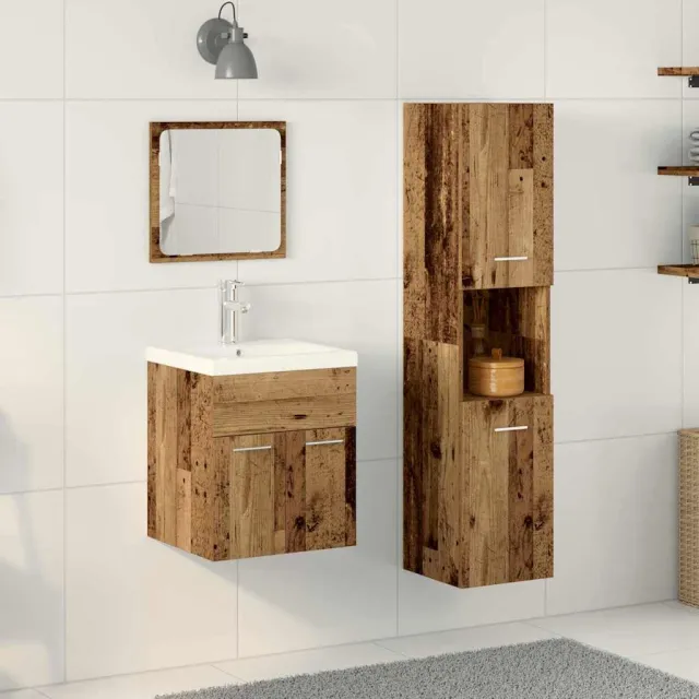 vidaXL Badkamermeubelset 4 st Oud Hout Bewerkt hout Bruin