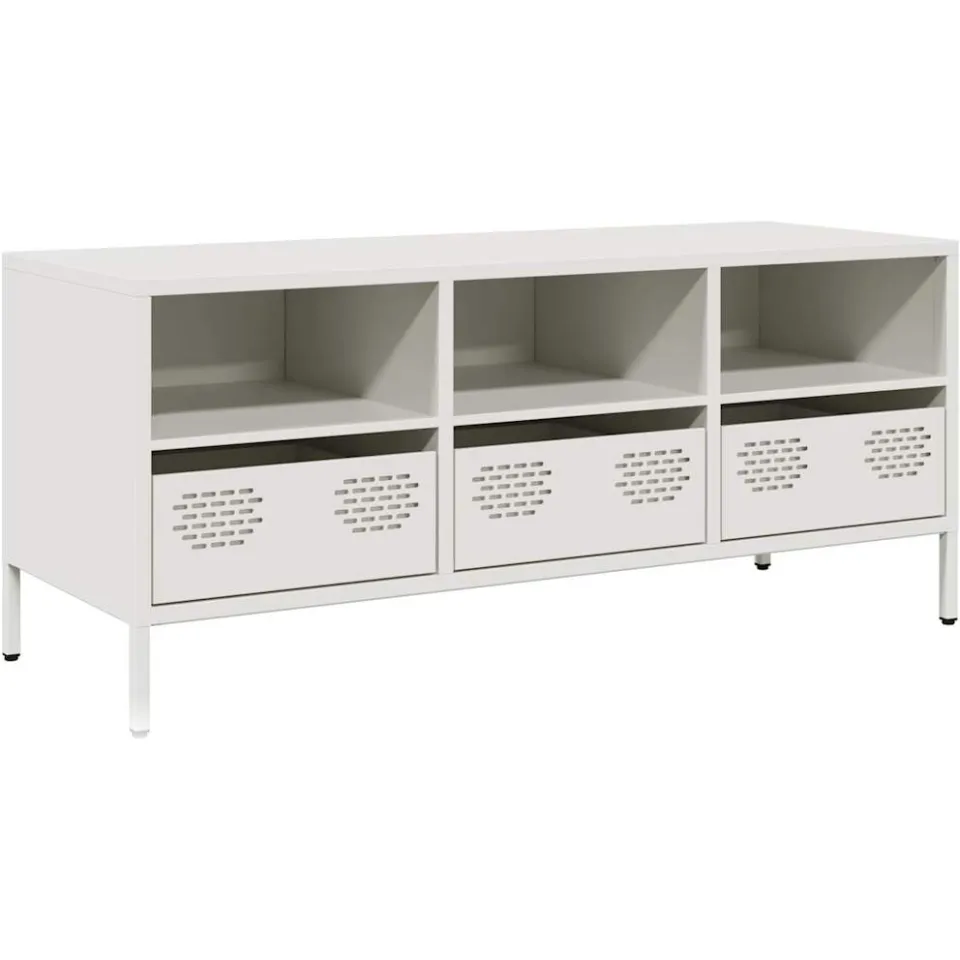 vidaXL Tv-meubel 101,5x39x43,5 cm koudgewalst staal wit, foto 3