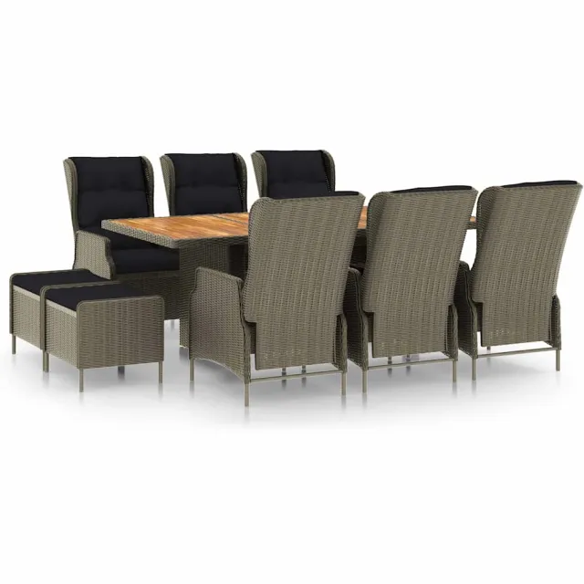 vidaXL 9-delige Tuinset met kussens poly rattan bruin, foto 2