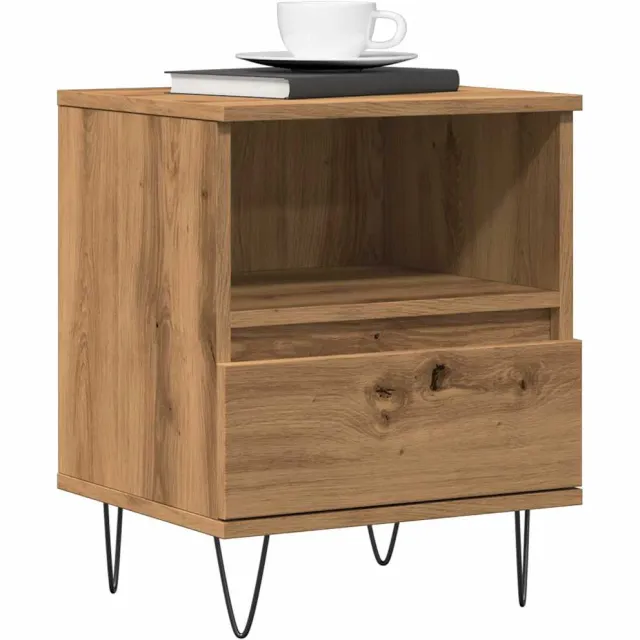 vidaXL Nachtkastje 40x35x50 cm bewerkt hout artisanaal eikenkleur Bruin