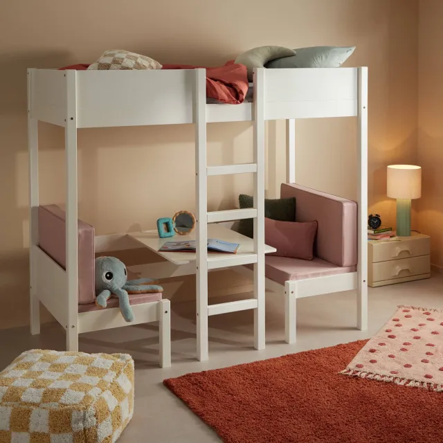 NOUS Kids hoogslaper met zitje Charlie (90x200 cm) Wit