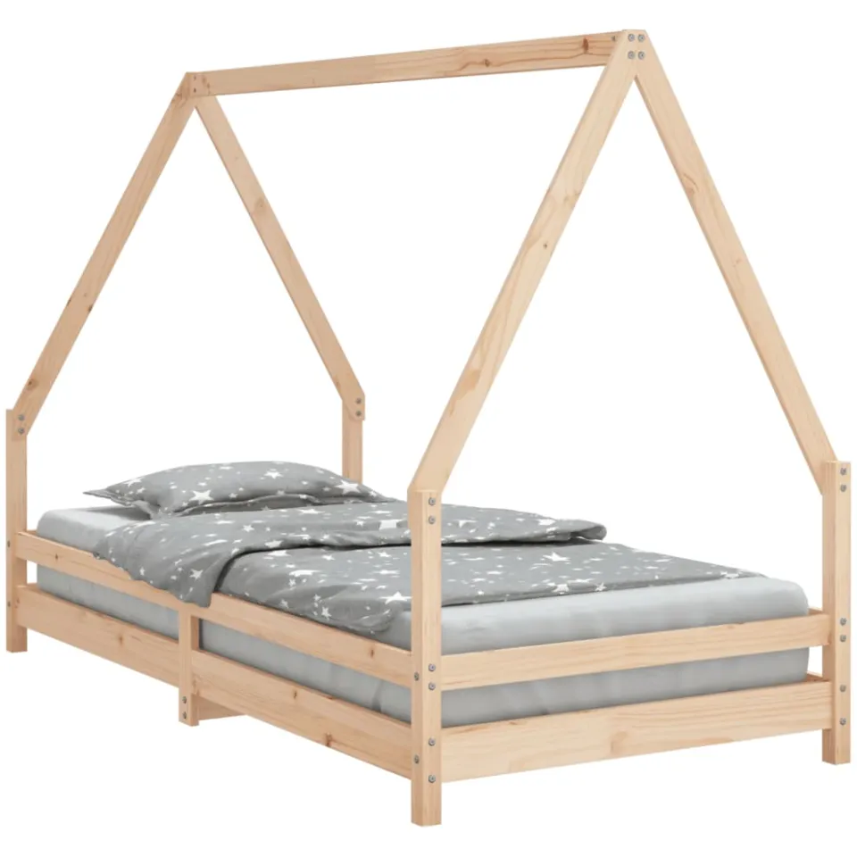 vidaXL Kinderbedframe 90x190 cm massief grenenhout bruin, foto 3