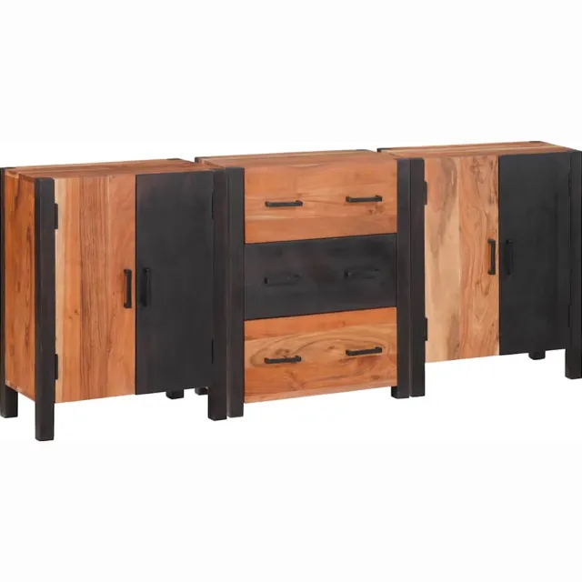 vidaXL Dressoir 3 st Bruin 55 x 30 x 75 cm Massief Acaciahout