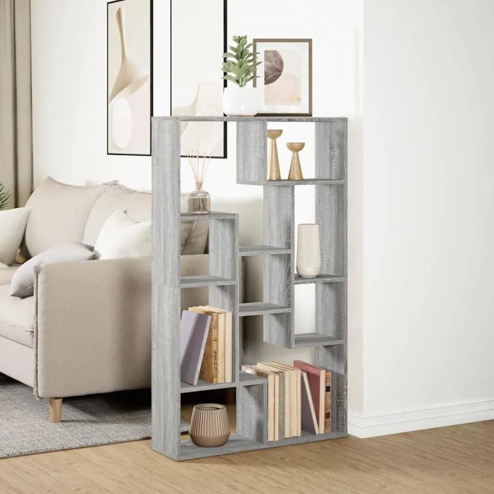 vidaXL Boekenkast 72x20x120,5 cm bewerkt hout grijs sonoma eikenkleurig, foto 3