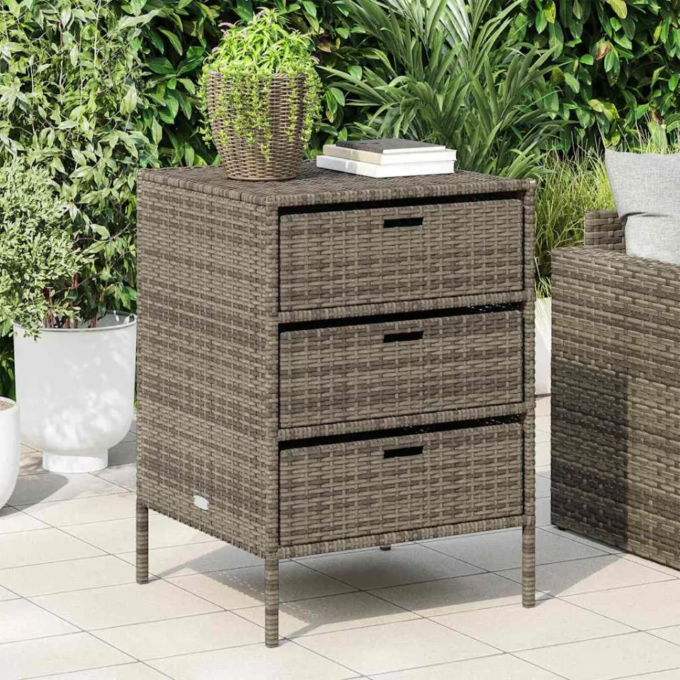 vidaXL Tuinkast 55x59x80 cm poly rattan grijs, foto 2