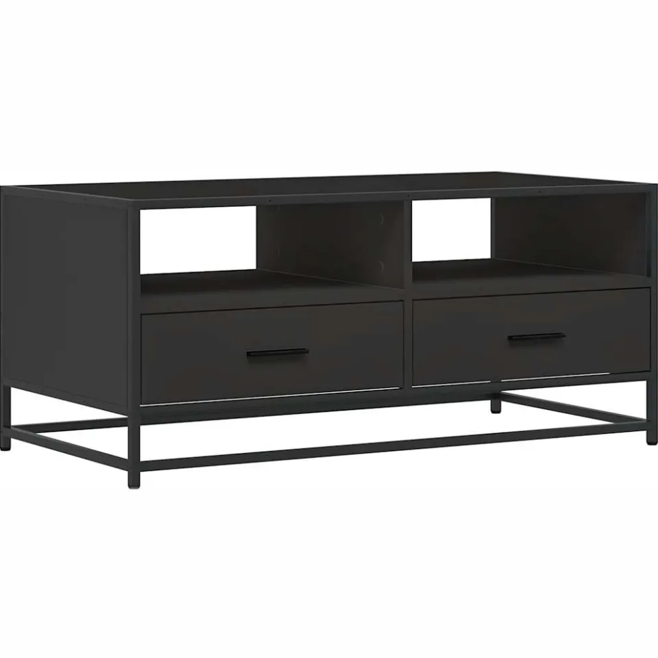 vidaXL Salontafel 100x50x45 cm bewerkt hout en metaal zwart
