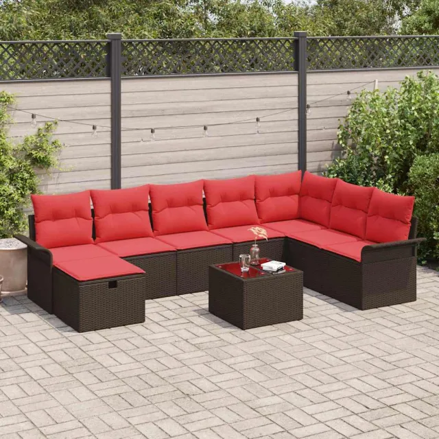 vidaXL Tuin Sofa Set 9 st Poly riet lichtgrijs, foto 2