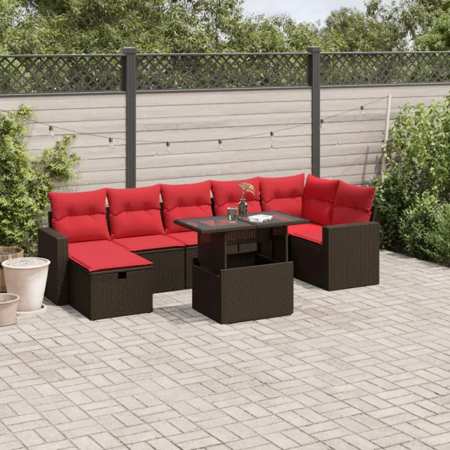 vidaXL 8-delige tuinbankset met kussens, bruin polyrotan, foto 2