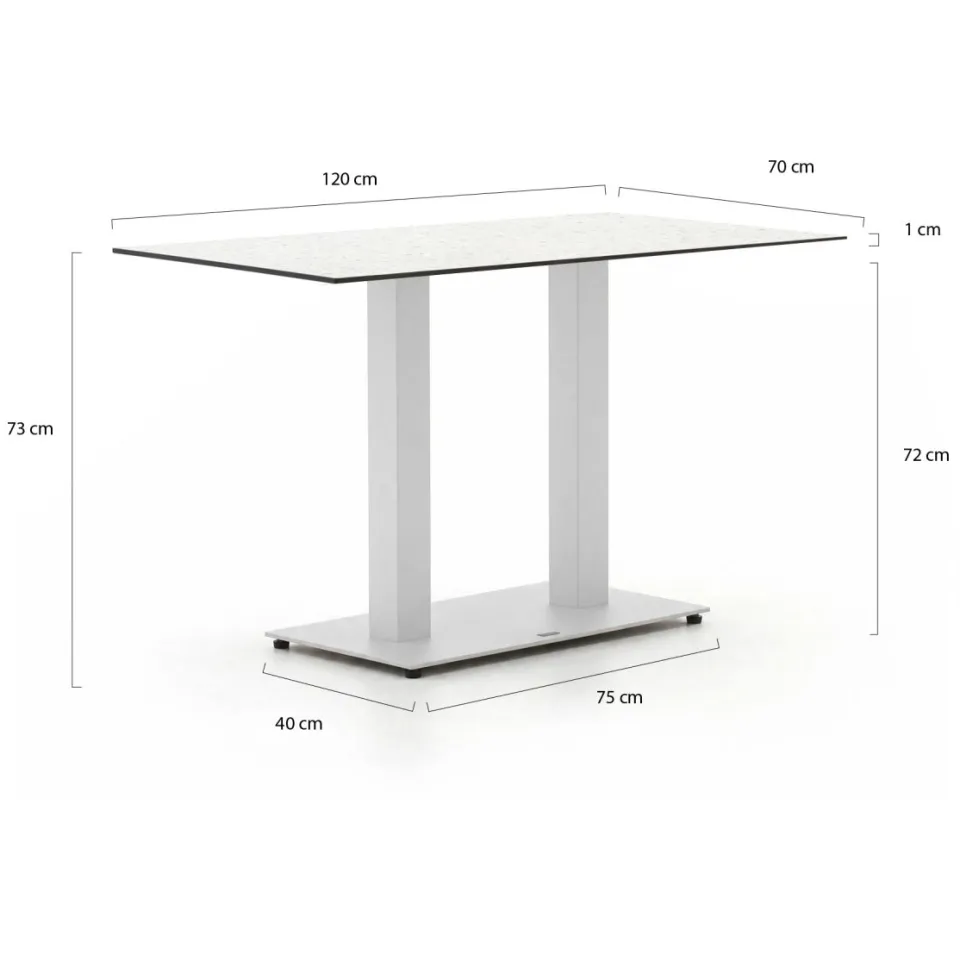 Forza Furniture Forza Orta tuintafel 120x70x73cm wit, foto 2