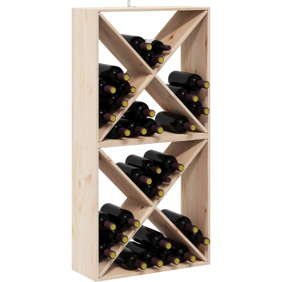 vidaXL Wijnrek 2 st Naturel 62 x 25 x 62 cm Massief grenenhout Bruin