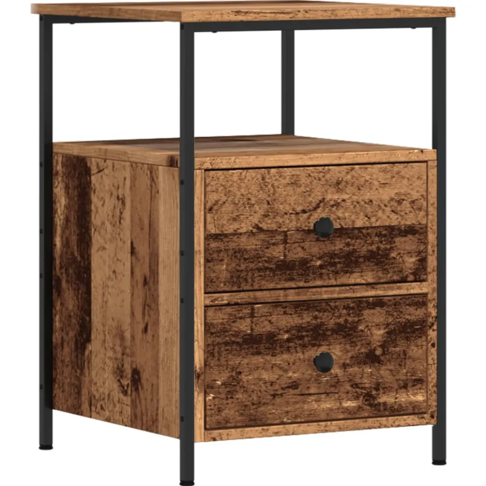 vidaXL Nachtkastje 34x35,5x50 cm bewerkt hout oud houtkleurig bruin, foto 3
