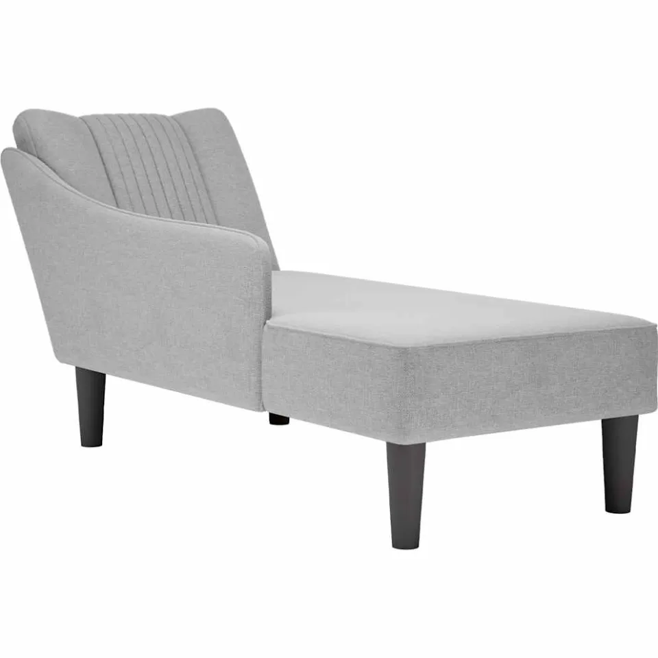 vidaXL Chaise longue met rechterarmleuning stof wolk grijs, foto 4