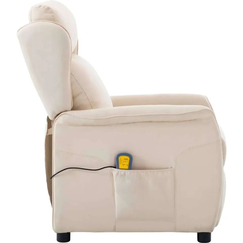 vidaXL Massagestoel Crème 93.5 x 67.5 x 101.5 cm Stof, foto 4