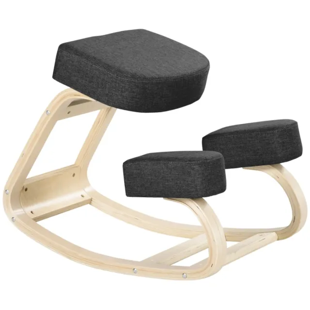 FloraGrace Kniestoel 51 x 69 x 58 Cm - Ergonomische Zithouding Voor Bureau En Meditatie - Hout - Zwart