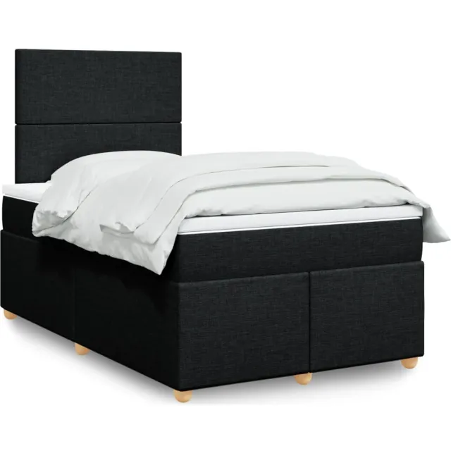 vidaXL Boxspring met matras stof zwart 120x200 cm