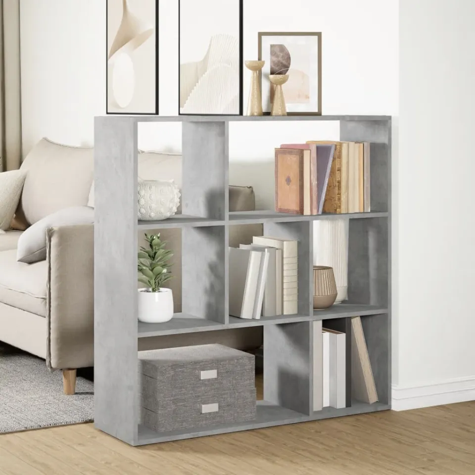 vidaXL Kamerscherm / boekenkast 102x29x103,5 cm hout betongrijs grijs, foto 4