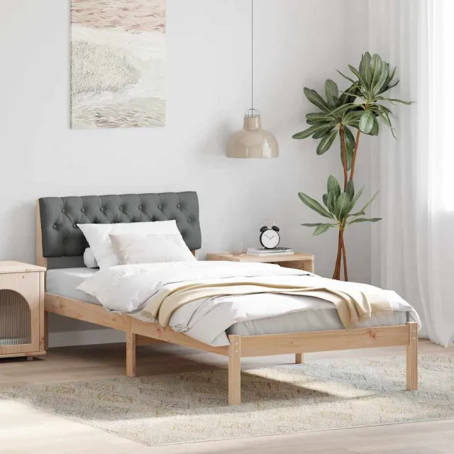 vidaXL Bedframe Bruin en donkergrijs 90 x 190 cm Massief grenenhout