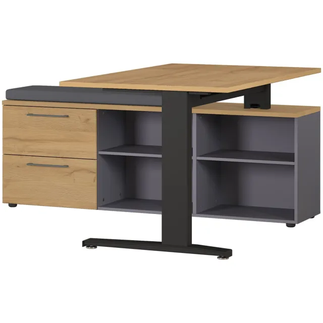 Bureaucombinatie Ergonoma Eiken Antraciet