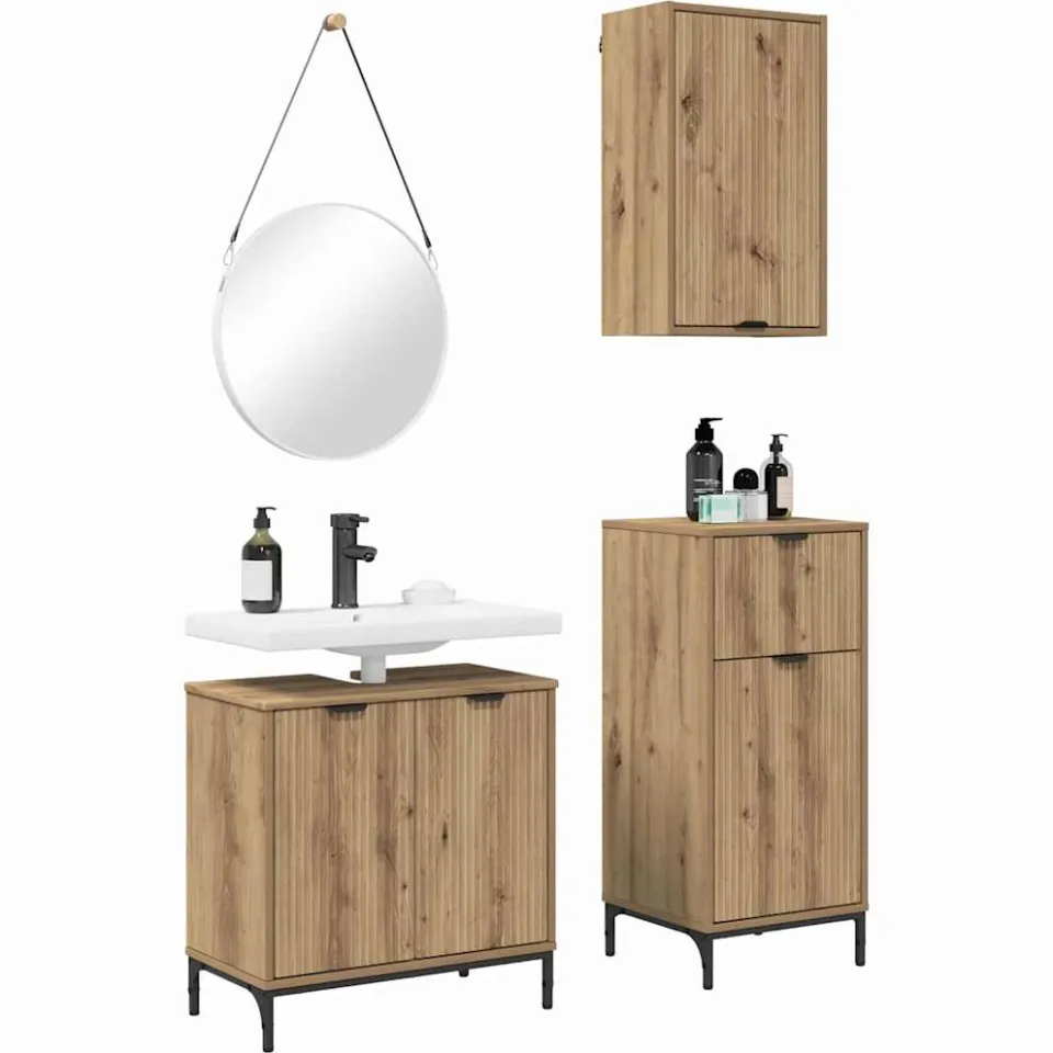 vidaXL Badkamermeubelset 3 st Artisan Eiken 39,5 x 36 x 88 cm Bruin