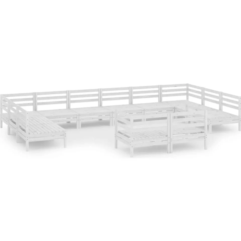 vidaXL 12-delige Loungeset massief grenenhout wit, foto 3
