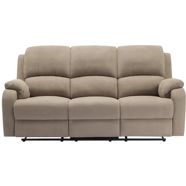 Vente-unique Relax-zitbank 3 zitplaatsen in taupe microvezel BRODY