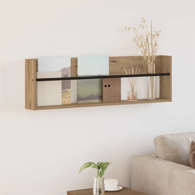 vidaXL Tijdschrift Rek Artisan Eiken 100 x 12 x 30 cm Bewerkt hout, foto 2