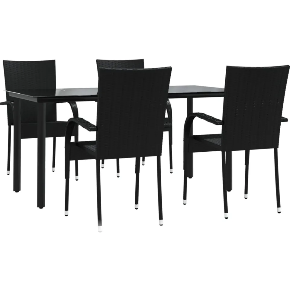 vidaXL 5-delige Tuinset poly rattan zwart, foto 3