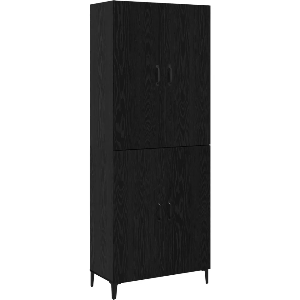 vidaXL Hoge kast 2 st Zwart Eiken 69,5 x 34 x 180 cm Bewerkt hout, foto 3