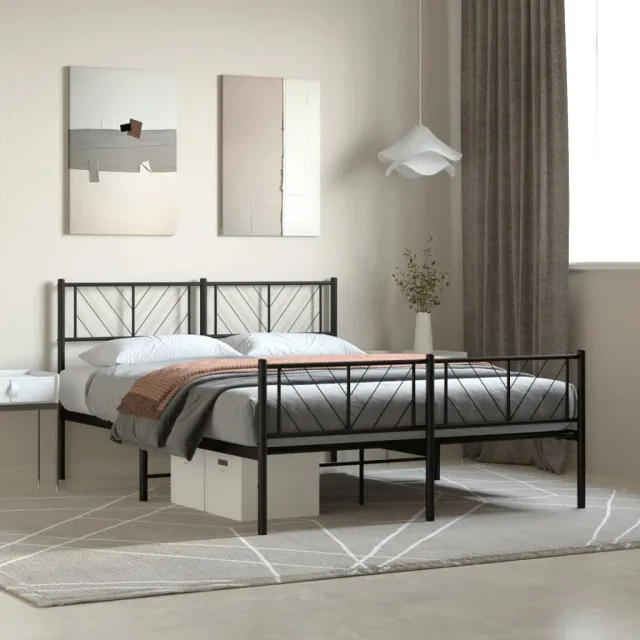 vidaXL Bedframe met hoofd- en voeteneinde metaal zwart 140x200 cm