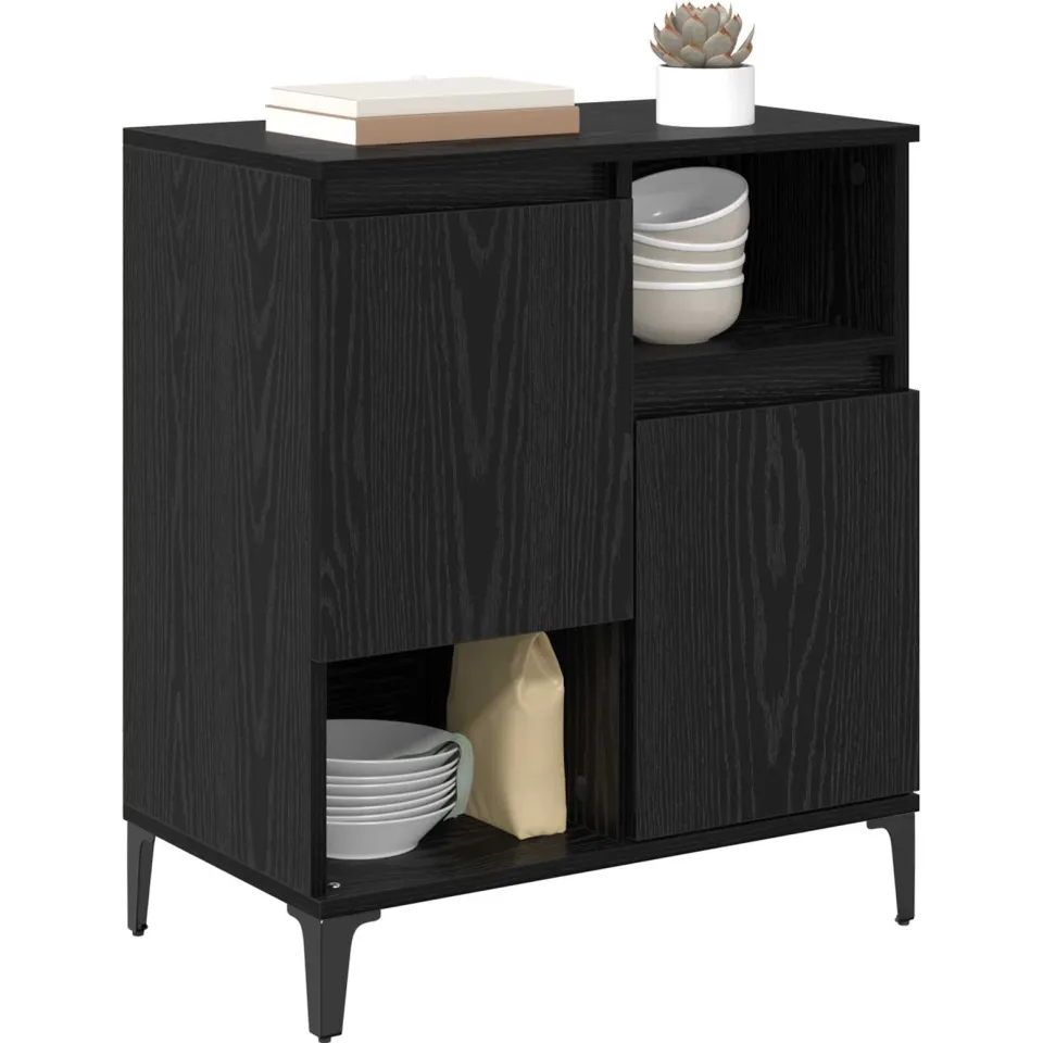 vidaXL Dressoir Zwart Eiken 60 x 35 x 70 cm Bewerkt hout