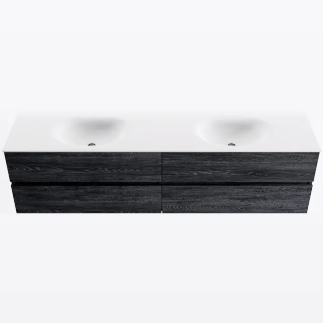Mondiaz VICA 190cm badmeubel onderkast Antracite 4 lades. Wastafel MOON dubbel 2 kraangaten, kleur Talc.