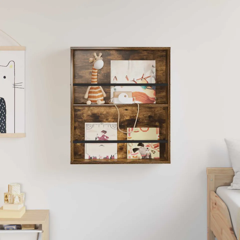 vidaXL Tijdschrift Rek Gerookt eiken 60 x 12 x 70 cm Bewerkt hout, foto 4