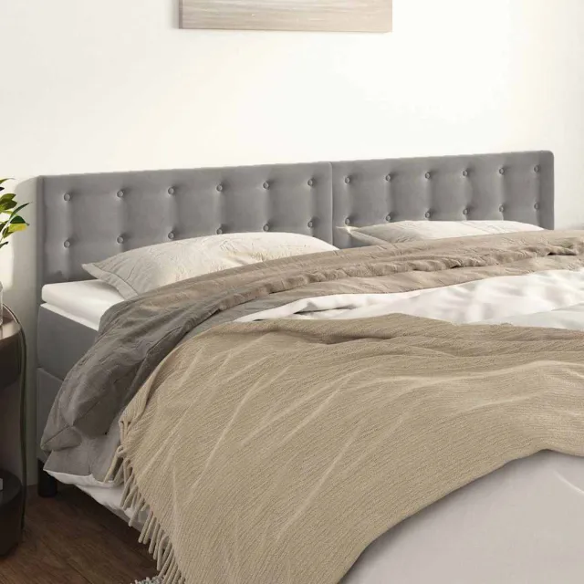 vidaXL Hoofdborden 200x5x78/88 cm fluweel lichtgrijs grijs