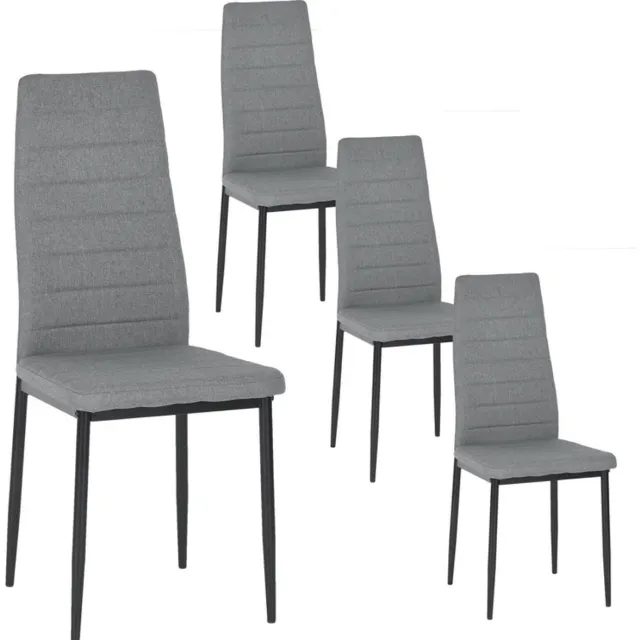 EGGREE Eetkamerstoelen set van 4 - keukenstoel - comfortabele gestoffeerde stoel met stof - rugleuning - metalen poten - eettafelstoel - eetkamerstoelen - zitting - grijs