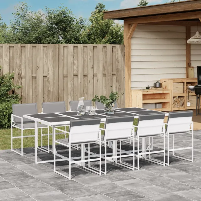 vidaXL 9-delige Tuinset met kussens textileen wit, foto 2