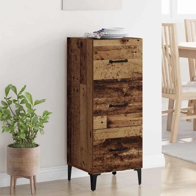 vidaXL Dressoir Oud Hout 34,5 x 34 x 90 cm Bewerkt hout bruin, foto 2