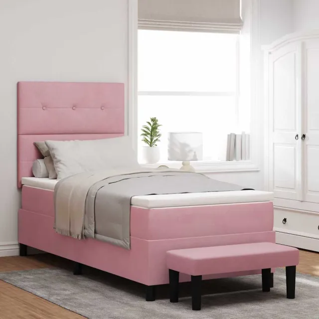 vidaXL Boxspring bed met hoofdeinde Roze 200 x 90 cm Fluweel