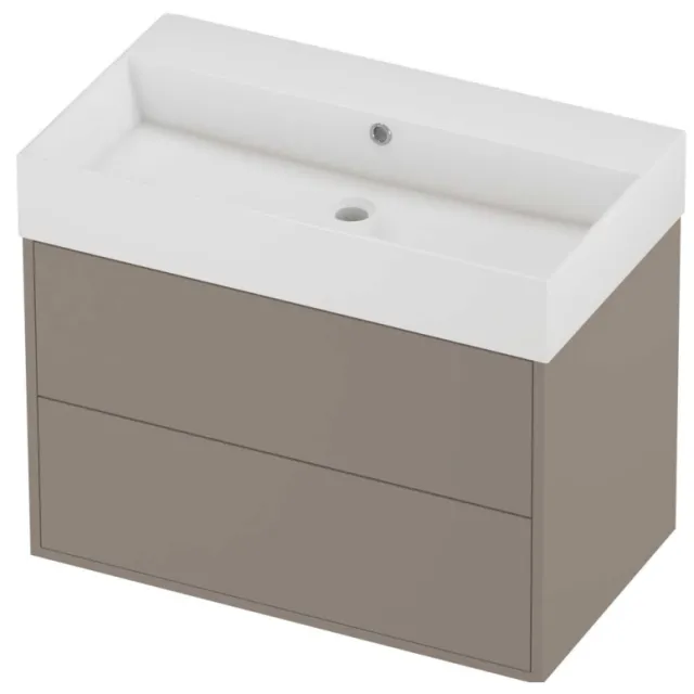 Proline Zara Badmeubelset Porselein Loft 2 Laden 80x46x65 cm Glans Wit Clay Beige