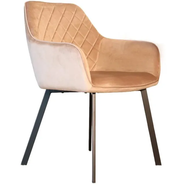 Lizzely Garden & Living SET DEAL: 4 stuks Eetkamerstoel met armleuning Yurgan champagne velvet eetstoel zetel