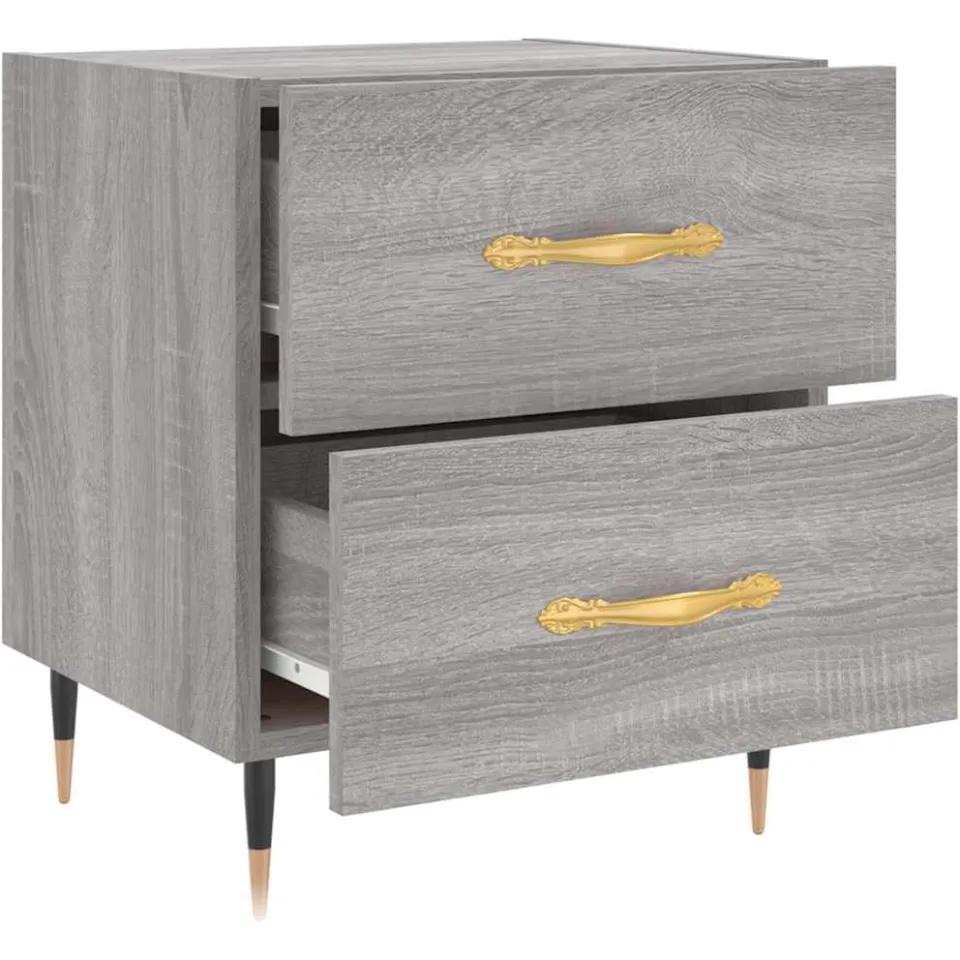 vidaXL Nachtkastje 40x35x47,5 cm bewerkt hout grijs sonoma eikenkleur